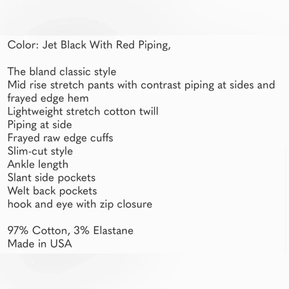 Nili Lotan sz 6 black East Hampton Pants black with red piping great condition - Picture 9 of 9